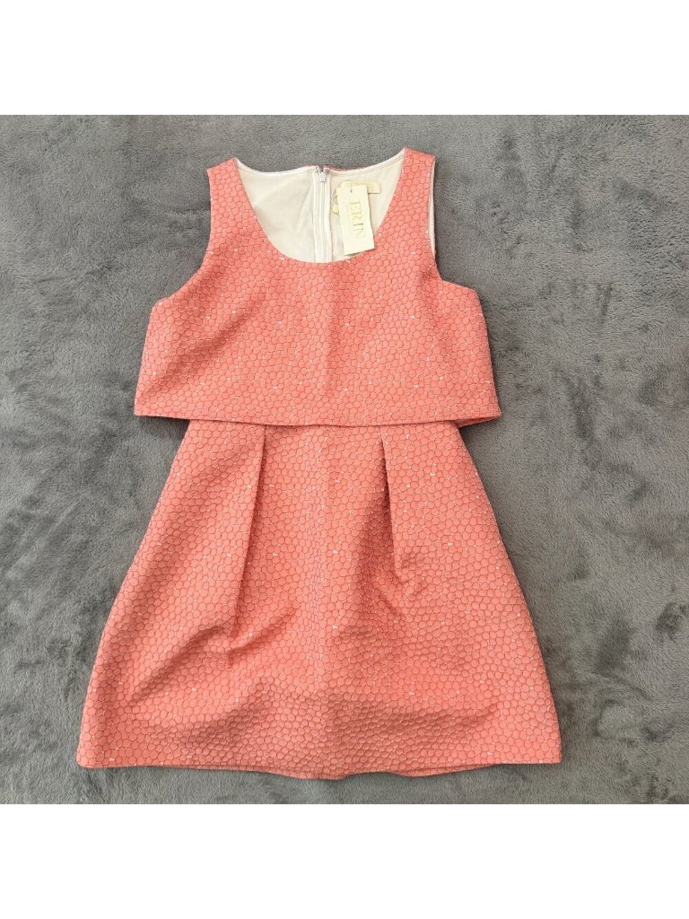 NWT Erin Fetherston Textured Dress Coral Peach Womens size 6 Sleeveless Tapestry
